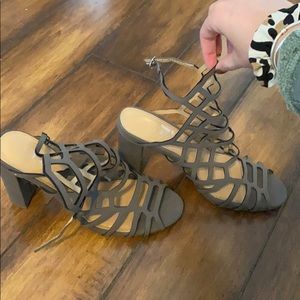 Grey crossover heels